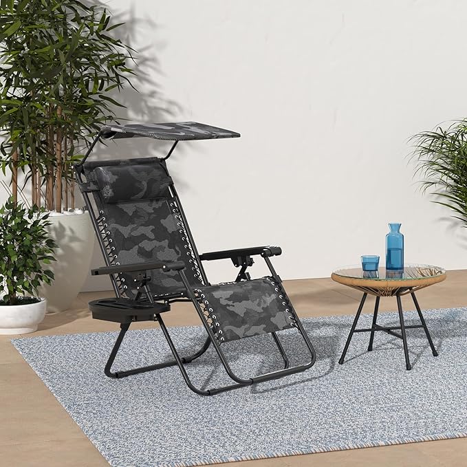 Best Choice Products Folding Zero Gravity Outdoor Recliner Patio Lounge Chair w/Adjustable Canopy Shade, Headrest - Photo 2