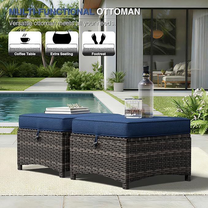Joyside Outdoor Patio Couch Set, Outdoor Wicker Sofa with High Back, Deep Seating, Wide Armrest, Thickened Cushions - Photo 8