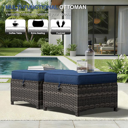 Joyside Outdoor Patio Couch Set, Outdoor Wicker Sofa with High Back, Deep Seating, Wide Armrest, Thickened Cushions, Patio Sofa for Deck, Porch Use