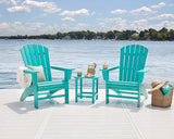 POLYWOOD Nautical 3-Piece Curveback Adirondack Chair Set with Side Table - Photo 4
