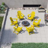 Folding Adirondack Chairs with Cup Holders, Set of 6 HDPE Plastic Outdoor Chairs, Weather Resistant, Real Wood Look - Photo 2