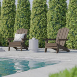 Flash Furniture Newport Adirondack Chairs with Cup Holders, Weather Resistant Poly Resin Adirondack Chairs, Set of 2 - Photo 7