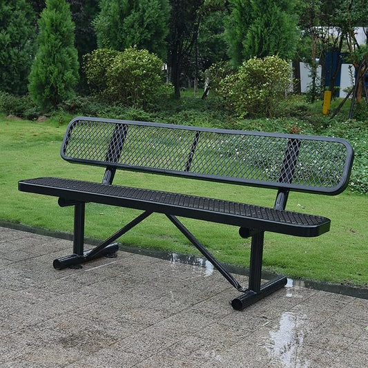 4FT Park Benches for Outside, Garden Benches Weatherproof with Backrest - Heavy-Duty Metal Bench for Patio Porch Backyard School Sports Church Locker Room Bench Commercial-Grade Seating