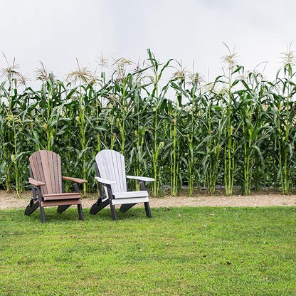 Furniture Barn USA Poly Folding Adirondack Chair with Smart Phone Holder, Walnut and Black