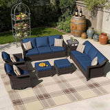 7 Pieces Patio Conversation Furniture Set - 2 Sofas, 2 Ottomans, 2 Swivel Chairs, 1 Side Table - Photo 6