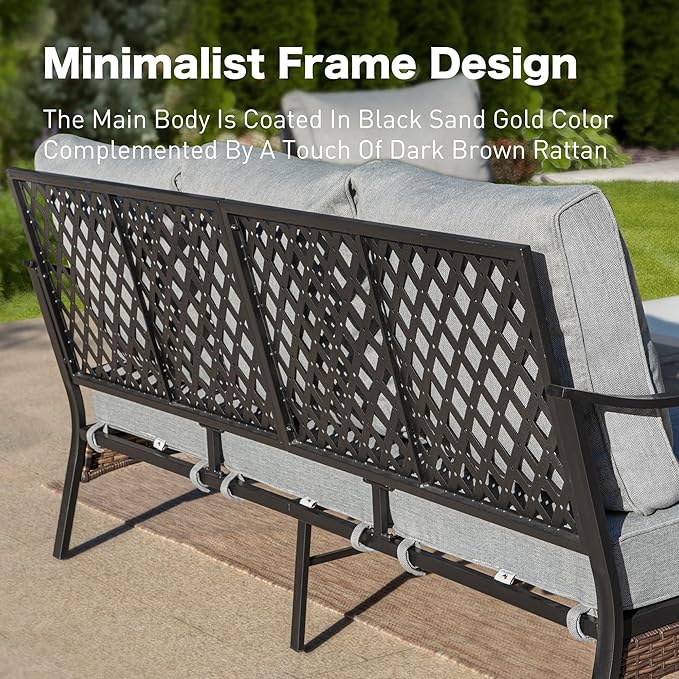 Metal Patio Furniture Sofa with 5.75" Extra Thick Cushion - Photo 6
