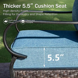 PHI VILLA Wicker & Metal Outdoor Patio Couch, 3-Seat Patio Sofa with Deep Seating for Front Porch, Deck, Balcony - Photo 4