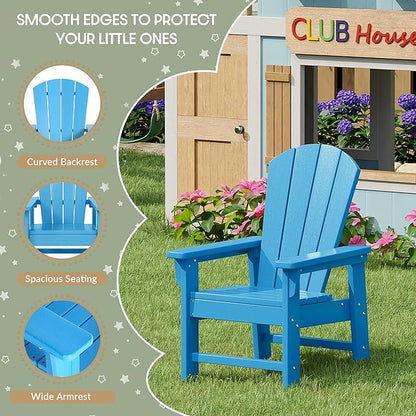 WestinTrends Malibu Kids Outdoor HDPE Adirondack Plastic Patio Chair, Pacific Blue