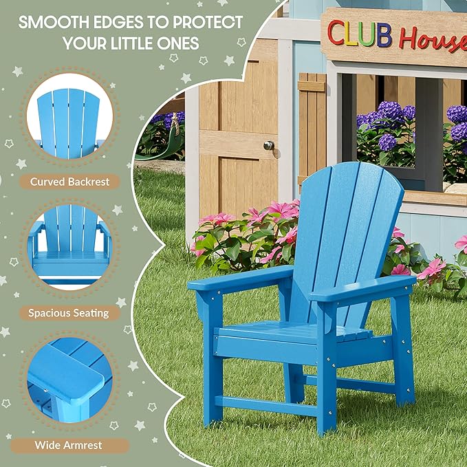 WestinTrends Malibu Kids Outdoor Adirondack Plastic Patio Chair (Set of 2), Pacific Blue