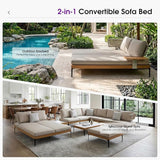 PURPLE LEAF Outdoor Daybed Patio Loveseat Sofa 2-Person Aluminum Chaise Lounge Cushioned Furniture Set with Tray and - Photo 3