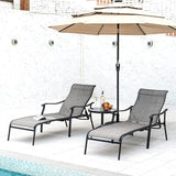 HAPPATIO Patio Chaise Lounge Set 3 Pieces, Patio Lounge Chair with Glass Coffee Table - Photo 1