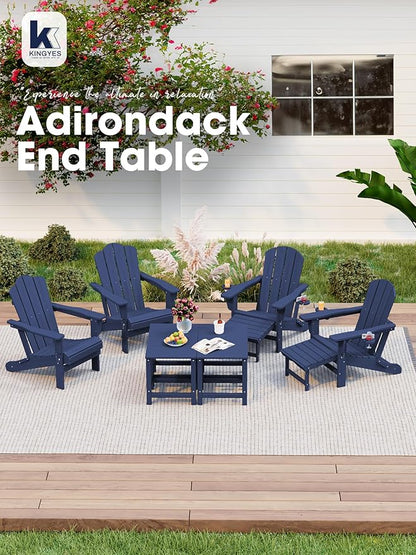 KINGYES Adirondack Outdoor Side Tables Set of 2, Navy