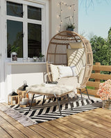 GarveeLife Oversize Wicker Egg Chair with Ottoman, Egg Basket Lounge Chair with Thick Cushion - Photo 1
