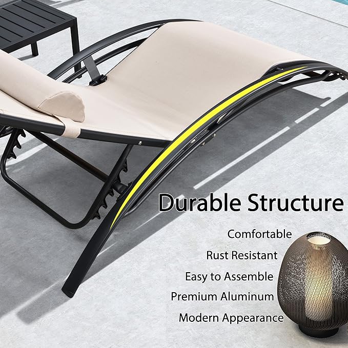 PURPLE LEAF Patio Chaise Lounge with 10' x 6.5' Tilt Umbrella Outdoor Lounge Chair Beach Pool Sunbathing Lawn Lounger - Photo 5