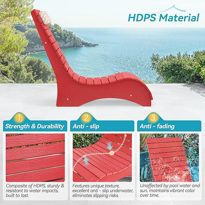 HDPS Pool Lounge Chairs Set of 2, Use in Pools Lounge Chairs up to 10-Inches of Water, Chaise Chairs with Headrest, Lounge Chair Outdoor, Fade-Resistant Pool Lounger for Deck