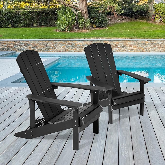 Adirondack Chairs, Plastic Adirondack Chairs Set of 2, All-Weather Resistant, Widely Used in Outdoor, Fire Pit, Deck, Outside, Garden