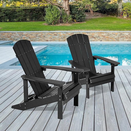 Adirondack Chairs, Plastic Adirondack Chairs Set of 2, All-Weather Resistant, Widely Used in Outdoor, Fire Pit, Deck, Outside, Garden