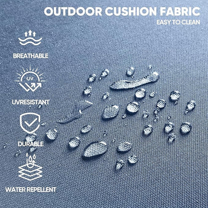 10-inch Thick Cushion Outdoor Furniture Set of 5, Patio Chair Set with Sofa,Wood Grain armrests, trapezoidal backrest, Indoor/Outdoor Balcony Seating,White | Blue