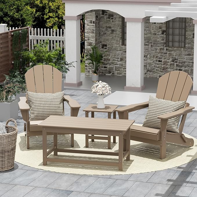 WO WESTIN OUTDOOR HDPE Laguna Outdoor Poly Adirondack Coffee Table, Weathered Wood