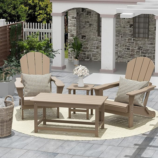 WO WESTIN OUTDOOR HDPE Laguna Outdoor Poly Adirondack Coffee Table, Weathered Wood