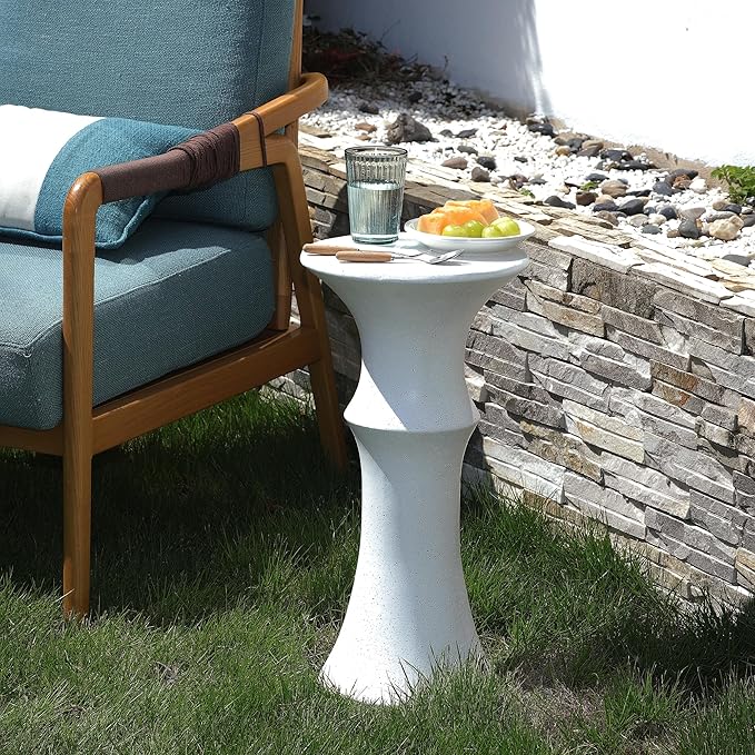 Outdoor Side Table for Patio Indoor Outdoor Front Porch (Bamboo)