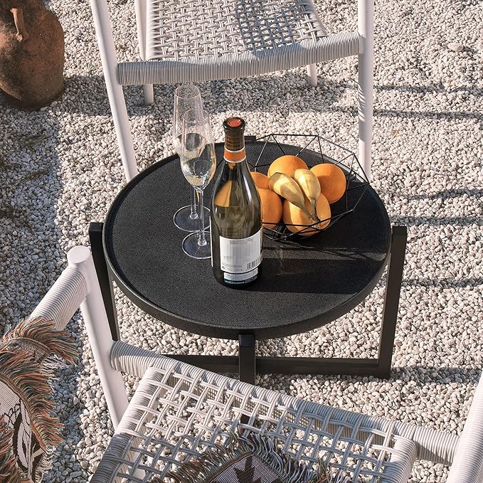 COSIEST Small Round Outdoor Coffee Table Dark Grey - Photo 7