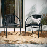 EMMA + OLIVER Set of 2 Modern Rattan Indoor/Outdoor Stack Chairs - Photo 7