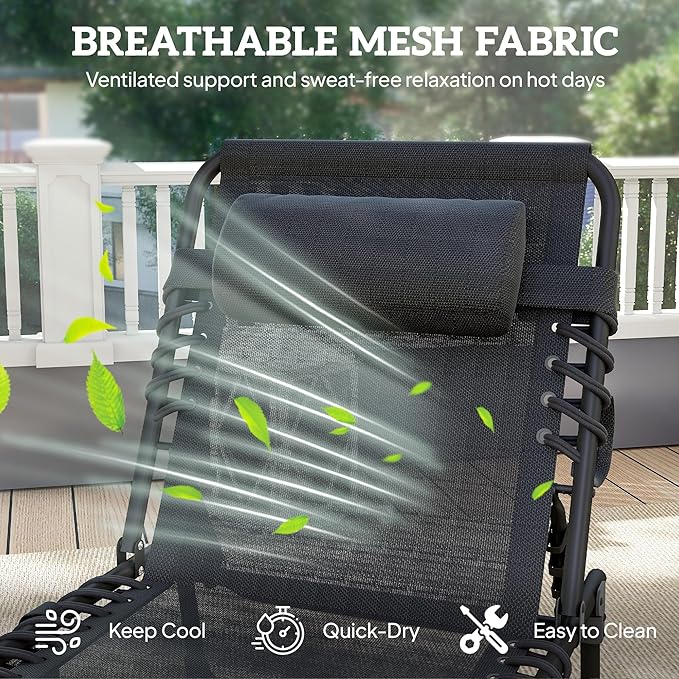 Outsunny Folding Chaise Lounge Chair, Patio Sun Tanning Chair, Outdoor Chaise Lounger with 5-Position Reclining Back, Breathable Mesh Seat for Beach, Poolside, Yard, Black