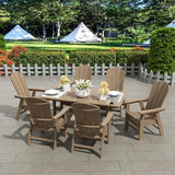 WestinTrends Malibu Outdoor Patio HDPE Plastic Adirondack Dining Chair Weathered Wood - Photo 8