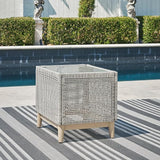 Signature Design by Ashley Seton Creek Contemporary Chic Outdoor All-Weather Resin Wicker End Table with Tempered Glass - Photo 2