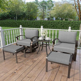 Kurapika 5 Pieces Patio Furniture Set, Outdoor Aluminum Rocking Chair - Photo 7