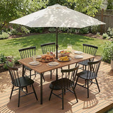 Flamaker Acacia Wood Patio Outdoor Dining Table for 6, Outdoor Table with Umbrella Hole and Metal Legs for Garden - Photo 1