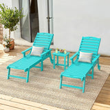 LUE BONA Outdoor Lounge Chair Set with Table, 3-Piece, HDPS Chaise Lounge Outdoor with Wheels - Photo 1