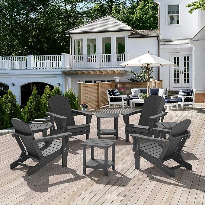 SERWALL Adirondack Table Set of 4, Outdoor Side Table- Gray