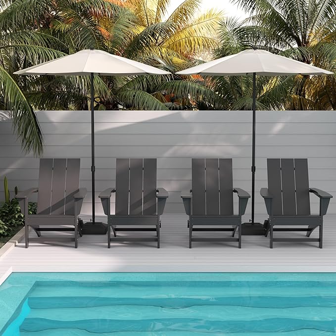 WestinTrends Ashore Modern Outdoor Folding Adirondack Chair (Set of 4), Gray
