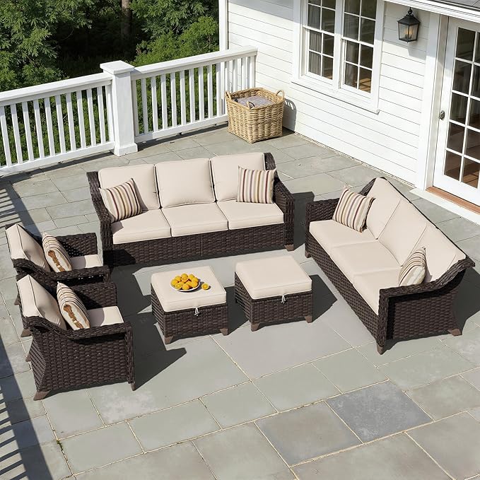6 Pieces Patio Conversation Furniture Set - 2 Sofas, 2 Armchairs, 2 Ottomans - Photo 6