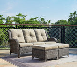 Rilyson Outdoor Furniture Set, 5-Piece Patio Rattan Wicker Sectional Sofa Set with 3-Seat Couch, 2 Armchairs - Photo 2