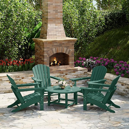 Costaelm Patio Conversation Table, Tatio Accent HDPE Outdoor Weather Resistant, Round Outdoor Porch Balcony Patio Drink Table for Outside, Pool, Backyard, Dark Green