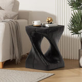 Patio Side Table Outdoor Faux Wood End Table Square Small Coffee Table Outdoor Accent Tables Garden Stool Plant Stand - Photo 1