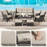 Wicker Patio Furniture Sets, 7 Pieces Outdoor Furniture with Patio Chairs, Outdoor 3-Seater Sofa, Ottoman, Coffee Table - Photo 3