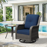 2 Pieces Outdoor Swivel Rocker Patio Chairs Set - Outdoor Wicker Patio Furniture Sets with 1 Side Table - Photo 9