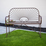 XBrand 44" L Iron Sun-Patterned Seat for Two, Patio & Porch Furniture for Park, Yard, Lawn, Balcony, Backyard – Brown - Photo 2