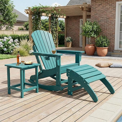 HDPE Adirondack Ottoman Foot Rest, Weather Resistant Outdoor Footstool for Adirondack Chair, Resin Patio Porch Poolside Lawn and Backyard Use