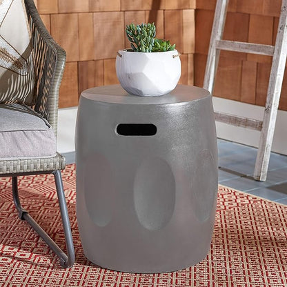 SAFAVIEH Outdoor Collection Zuri Modern Dark Grey Concrete Round Accent Table (Fully Assembled)