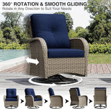 Joyside Outdoor Swivel Rocker Chairs, 3 Piece Wicker Patio Set with Thickened Cushions, High Back, Deep Seating - Photo 4