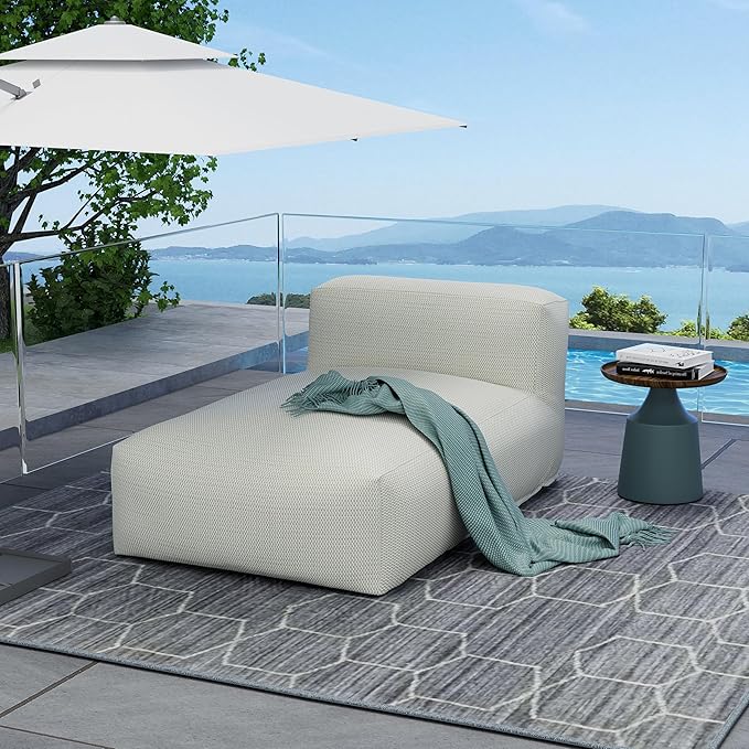 Outdoor Bean Bed Chair Sun Lounger, Outdoor Couch Sofa for Patio & Pool, Foam Filling Day Bed Furniture - Photo 4