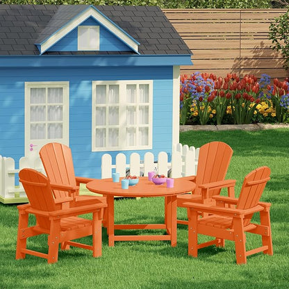 Costaelm Kids Lawn Chair, Toddler Outdoor Chair Kids Patio Furniture and Outdoor Children Picnic Activity Modern Adirondack Chairs for Garden, Patio, Backyard & Beach, Orange