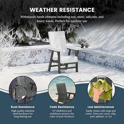 WO WESTIN OUTDOOR HDPE Shoreside Modern Curveback Adirondack Dining Chair,Gray