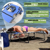 BlueWish Blue Tanning Chair, Beach Chair with Face Hole with 5-Position Reclining Backrest, Removable Pillow - Photo 8