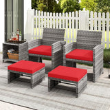 Tangkula 2 Pieces Patio PE Rattan Ottomans - Photo 7